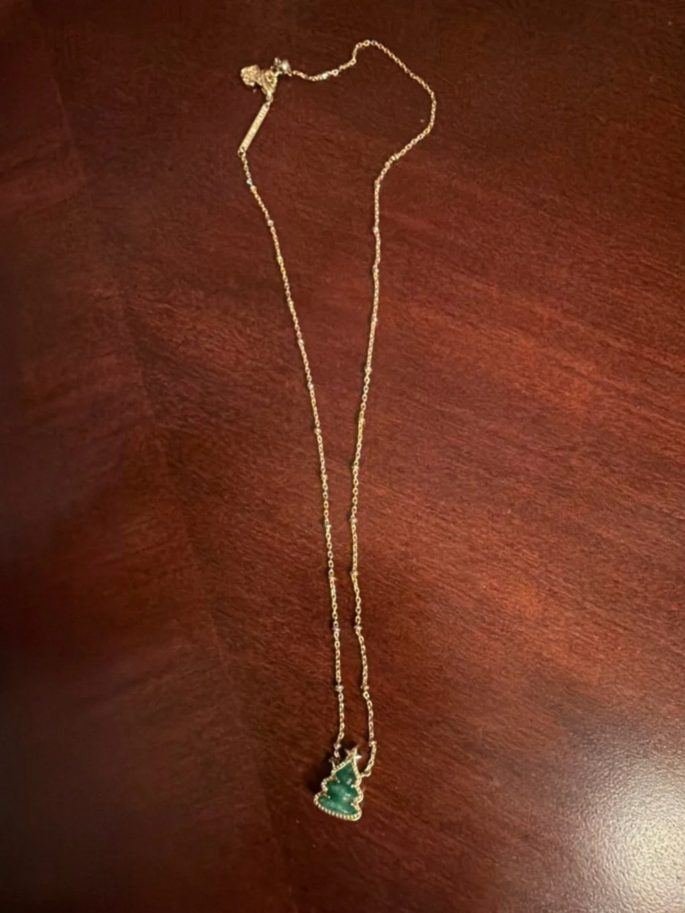 Kendra Scott Gold-Tone Necklace with Green Christmas Tree Pendant